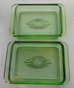 Para Kylex 2 pojemniczki Art Deco zielone szkło 30-te przystawki