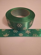 Wstążka tasiemka świąteczna zielona szer.25 mm; dł.22 m