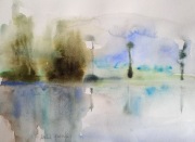 Nad zalewem 2  akwarela, A4, oryginał , pejzaż, nowy, Aleksandra Skoczyk 