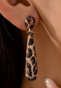 Kolczyki wiszące modne boho panterka leopard cyrkonie