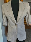 Beżowa marynarka żakiet na krótki rękaw