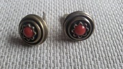 Srebrne spinki vintage PRL Warmet z koralem