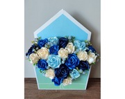 Flower box Duży bukiet 21 Róż Dzień Dziadka Rękodzieło Chrzest Dekoracja 