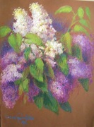 KWIATY BZY pastel olejny 47x34