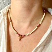 Naszyjnik z Kamienia Rzecznego i Rodonitu