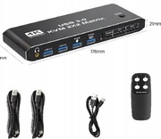 KONSOLA KVM 2x2 HDMI 2.0 4xUSB 3.0 Przełącznik Matryca Switch 2 monitory 4K