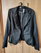 Bor-Hen Satynowy czarny żakiet rozmiar r. 36 / S cienki