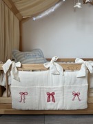 Organizer muślinowy – 3 kieszenie – 60x30 cm – haft kokardki