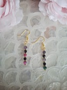 Kolczyki handmade srebro pozłacane z naturalnych kamieni hematyt granat epi