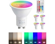 4 szt. REYLAX GU10 Żarówki LED RGB z Pilotem, 5W, 12 kolorów, 5 Trybów