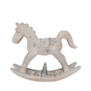 Figurka rzeżba koń konik na biegunach drewniany biały Nowy H20,5cm
