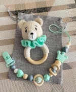 Zestaw: grzechotka + zawieszka na smoczek 