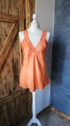 Pomarańczowa satynowa bluzka z koronką S/M Y2K ITALY sexy top summer vibe