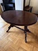 Mały stół owalny z przełomu wieków XIX i XX stan bardzo dobry lite drewno 