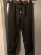 Spodnie casual masełko chinosy modal wiskoza pasek oversize czarne