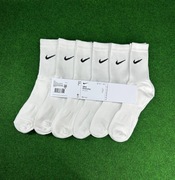 Nike Wysokie Białe długie  Skarpety 38-42 (6 par)