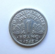 1 Frank 1942 r. Francja Vichy