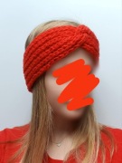 Gruba ręcznie robiona na drutach opaska damska wełna +akryl