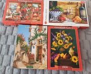 Komplet zestaw 4 pudełek PUZZLE 1500 STAN B Dobry