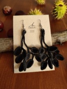 Kolczyki czarne listki HANDMADE (dostępne od ręki)
