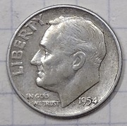 0699 USA 10 centów DIME 1954 srebro ladna 