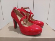 czerwone czółenka marki Anna Field roz. 38 wkładka 24 cm lakierowane