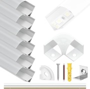 Profile LED – Zestaw 6 szt. profili aluminiowych V-kształtnych 1m