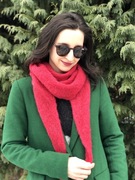 Wiosenny szal / chusta alpaka, jedwab, czerwona, lekka i ciepła, rękodzieło