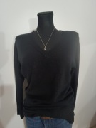 Czarny sweter w serek firmy Dunnes Stores używany rozmiar M 40/42