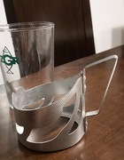 Kolekcjonerski aluminiowy uchwyt z posadowioną szklanką z logo ZGR- lata 70