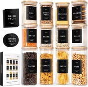 EDELHAUS SZKLANE POJEMNIKI NA PRZYPRAWY Z ETYKIETĄ 12 słoików