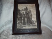 STARA GRAFIKA - KATEDRA W BAZYLEI (BASLER MUNSTER) W SZWAJCARII