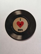 Naklejka / wlepka okrągła płyta winylowa z napisem I love vinyl. Nowa.