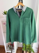 Męska bluza typu rugby w prążek zielona 65% cotton