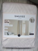 Kremowe welurowe welwetowe zasłony na przelotkach SMUKEE 2x zasłona kółka 