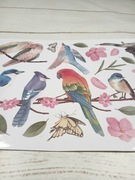 Naklejki ścienne ptaki kwiaty motyle akwarela dekoracja pokoju