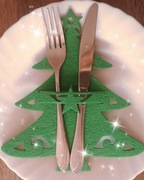 Etui, pokrowiec na sztućce, ozdoba na stół, choinka z filcu