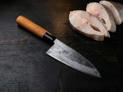 Vintage Japoński nóż Deba Seki Magoroku Ibuki 160mm stal węglowa