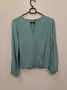 Bluzka, koszula, morska, zielonkawa z rozcięciem, łezką