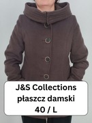 Damski płaszcz zimowy polski producent J&S Collection czekoladowy brąz