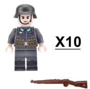 10 Figurek żołnierzy niemieckich z broniami WW2 kompatybilne z Lego, Cobi