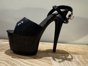 Granatowe w kropki, szpilki, pole dance 41, 17cm (22)