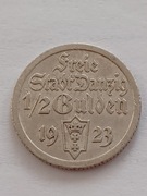 Srebrna moneta 1/2 guldena 1923r