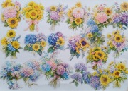 naklejki 20 szt duże bukiety hortensja słonecznik scrapbooking