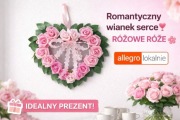 Wianek serce Dzień Matki romantyczna ozdoba  różowe róże miłość prezent