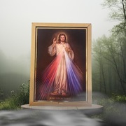 Piękny obraz 24x32 na grubiej desce Jezus Miłosierny Jezu Ufam Tobie 