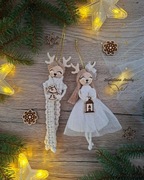 Makramowe reniferki na choinkę