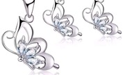 Motyle z cyrkoniami komplet biżuterii srebro S925 + pudełko