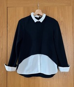 Granatowa bluza/sweterek z białą koszulą, ZARA