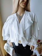 Elegancka biała koszula z falbanami szyfonowa romantyczna glamour M L